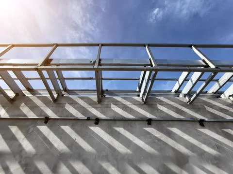 Metal engineering structure on a construction site Stock Photos