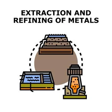 Metal extraction and refining process flat icon Stock Illustration