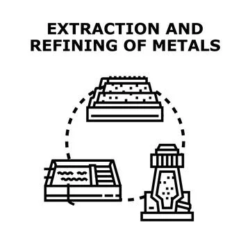 Metal extraction and refining process flat icon Stock Illustration