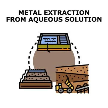 Metal extraction from aqueous solution process concept Stock Illustration