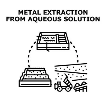 Metal extraction from aqueous solution process concept 스톡 일러스트