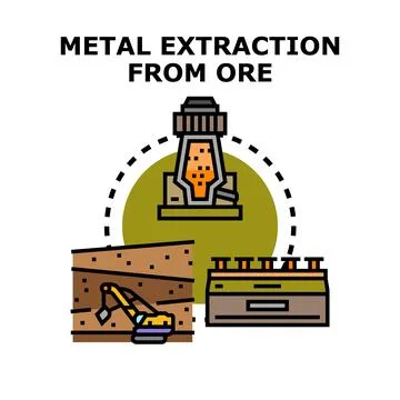 Metal extraction from ore manufacturing process production イラスト素材