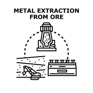 Metal extraction from ore manufacturing process production Stock Illustration