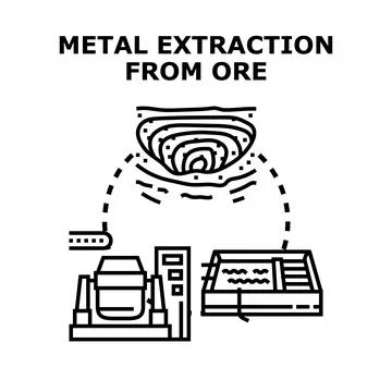 Metal extraction process from ore mining production 스톡 일러스트