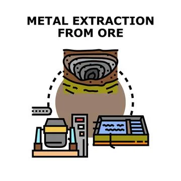Metal extraction process from ore mining production Stockillustratie