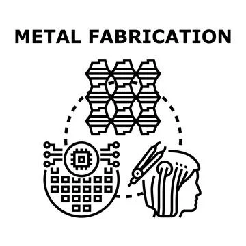 Metal fabrication illustrating the complex process of engineering materials,  Stock Illustration