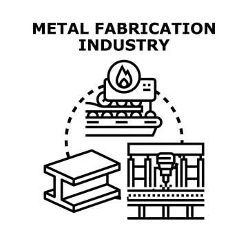 Metal fabrication industry processing raw materials concept Stock Illustration