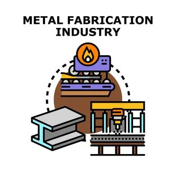 Metal fabrication industry processing raw materials concept Stock Illustration