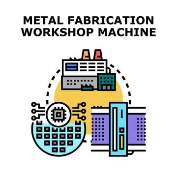 Metal fabrication workshop machine concept vector Stock Illustration