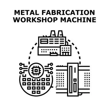 Metal fabrication workshop machine concept vector Stock Illustration