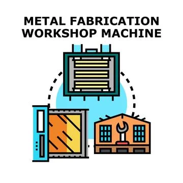 Metal fabrication workshop machine engineering concept Stock Illustration