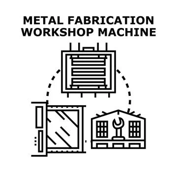 Metal fabrication workshop machine engineering concept 库存插图