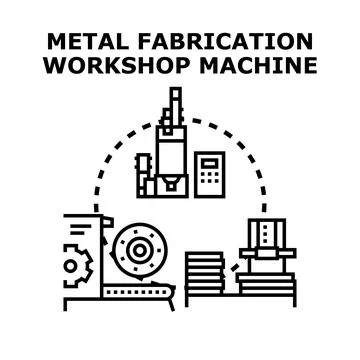 Metal fabrication workshop machine process automation icon Stock Illustration
