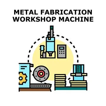 Metal fabrication workshop machine process automation icon Stock Illustration