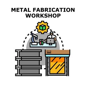 Metal fabrication workshop process with industrial production Stock Illustration