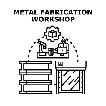 Metal fabrication workshop process with industrial production Stock Illustration