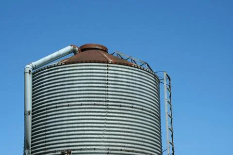 Metal feed silo Foto stock