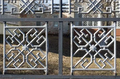 Metal fence with a rectangular pattern. Stock Photos