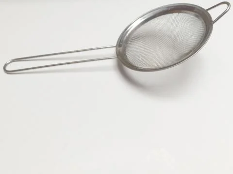 Metal Fine Mesh Tea Strainer on White Background Stock Photos