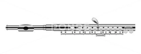 Metal flute musical instrument mockup, realistic style Stock Illustration