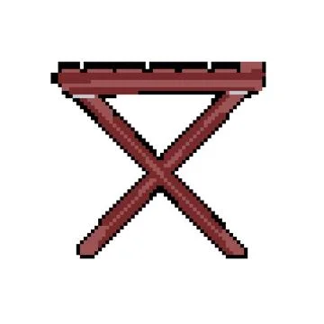 Metal folding table pixel art vector illustration Stock Illustration