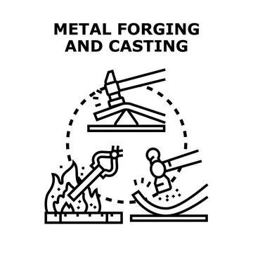Metal forging and casting process illustration 库存插图