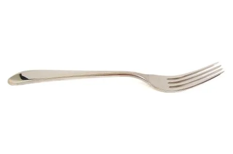 Metal fork on white background Foto stock