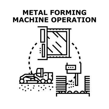 Metal forming machine operation process illustration concept Stock Illustration