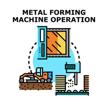 Metal forming machine operation process illustration concept Stock Illustration