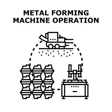 Metal forming machine operation process illustration Stock Illustration