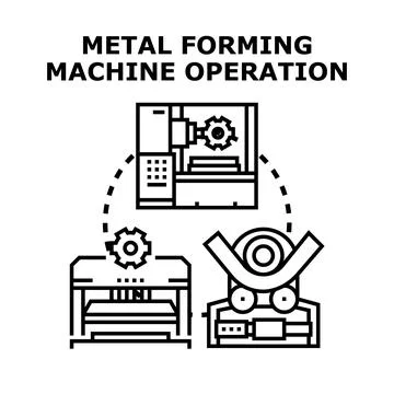 Metal forming process industrial engineering machines concept Stock Illustration