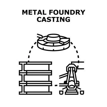 Metal foundry casting process for industrial manufacturing production 库存插图