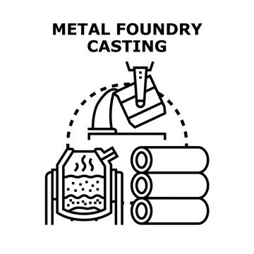 Metal foundry casting process molten manufacturing industry Stock Illustration