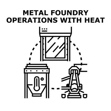 Metal foundry operating, melting, casting process concept Stock Illustration