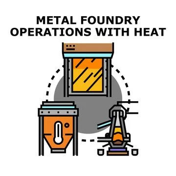 Metal foundry operating, melting, casting process concept Stock Illustration