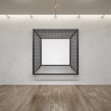 Metal frame construction into the loft interior, 3d rendering Illustrazione stock