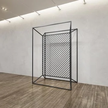 Metal frame construction into the loft interior, 3d rendering Stock Illustration