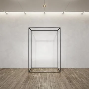 Metal frame construction into the loft interior, 3d rendering Stock-Illustration