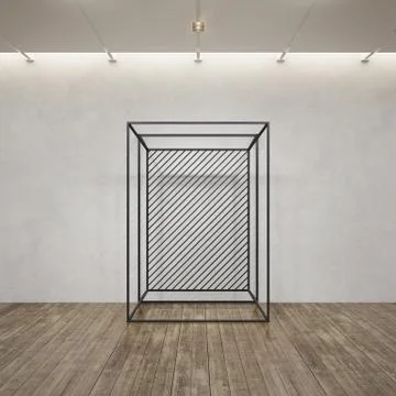 Metal frame construction into the loft interior, 3d rendering Stock Illustration