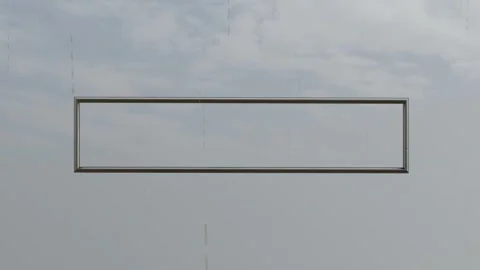 Metal Frame Floating in Cloudy Rainy Sky – 3D Animation with Copy Space Stock Footage 314824368