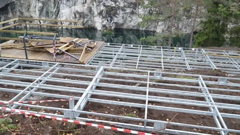 Metal frame for the formwork for the observation deck Stock-Footage 163920919