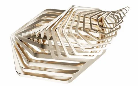 Metal frame with hexagonal shape, 3d rendering. Illustrazione stock