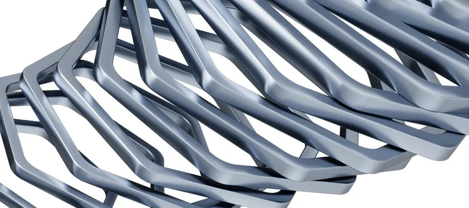 Metal frame with hexagonal shape, 3d rendering. Illustrazione stock