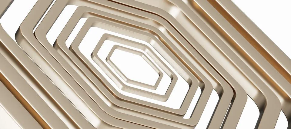 Metal frame with hexagonal shape, 3d rendering. Illustrazione stock