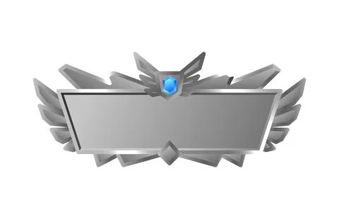 Metal frame for interface ui game, steel medal, vector cartoon rank rectangle Stock Illustration