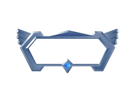 Metal frame for interface ui game, vector rank silver empty rhomboid board with Stock Illustration