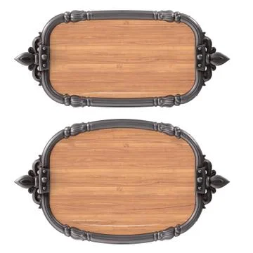 Metal frame with a tree inside on an isolated white background. 3d illustration Stock Illustration