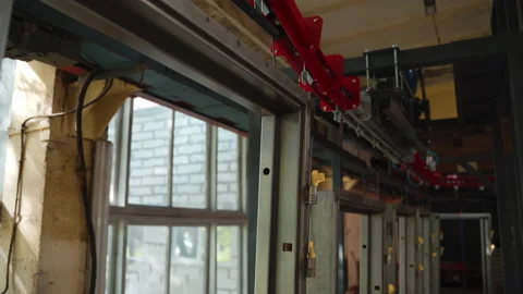 Metal frames on the machine. Manufacture Stock Footage 150981947