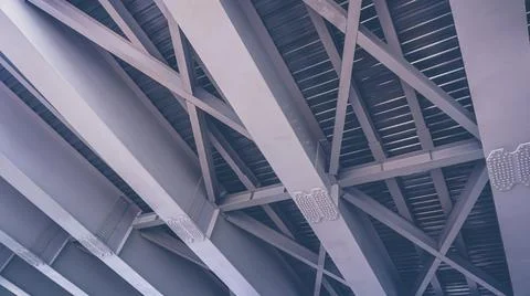Metal framework of bridge Structure. Industrial background concept. Foto stock