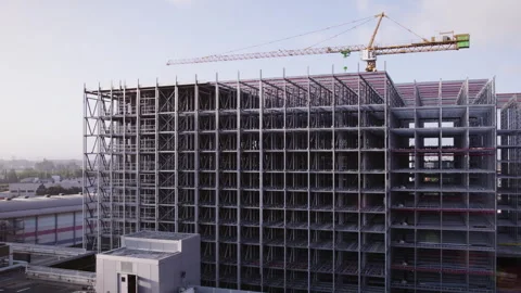 The metal framework for a constructing building. Stock Footage 241078282